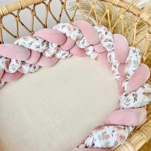 Sprinkelsengvern flettet - Dusty Pink Boho Flowers