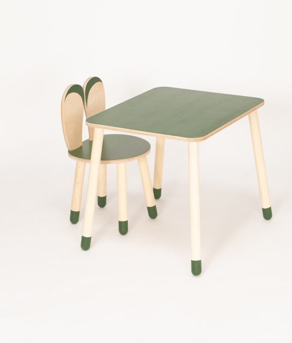 Møbelsett kaninstol med bord, khaki