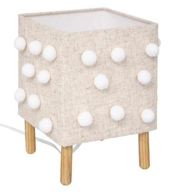 Bordlampe med pompom lin, natur