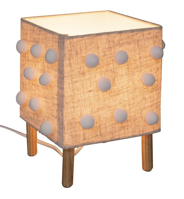 Bordlampe med pompom lin, natur