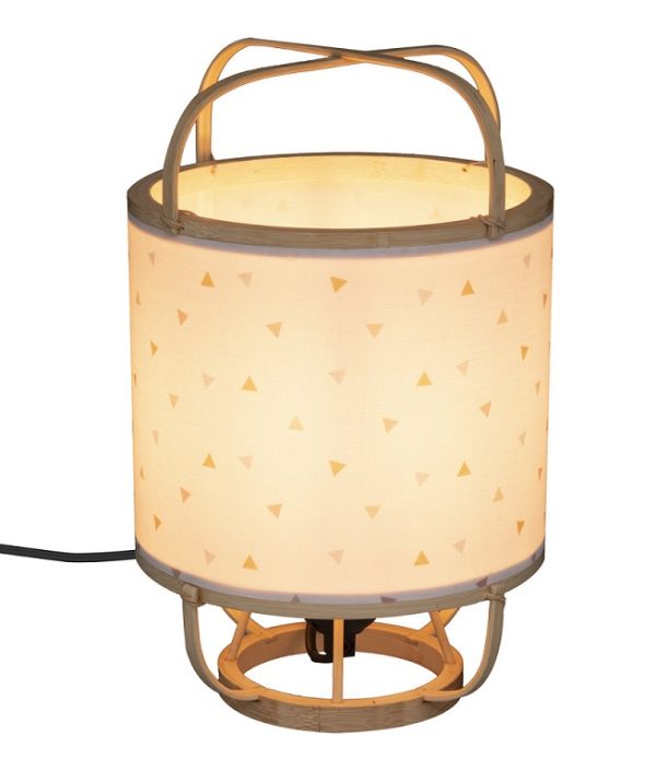Bambus bordlampe til barnerommet, hvit