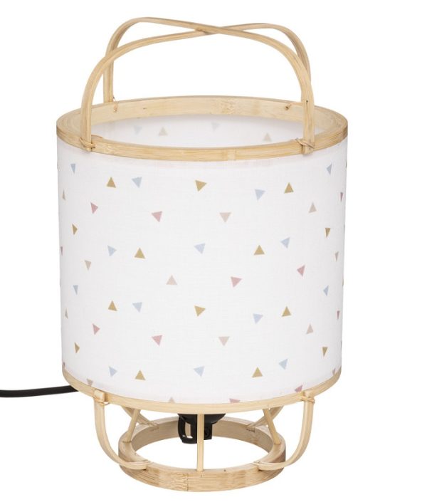 Bambus bordlampe til barnerommet, hvit