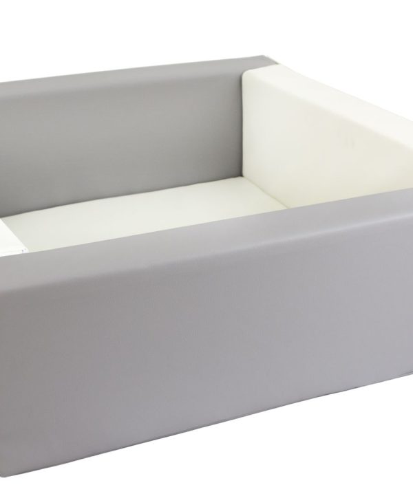 Rektangulært grå/hvit ballbasseng 80x80x30 cm (valgfri ballsfarge)