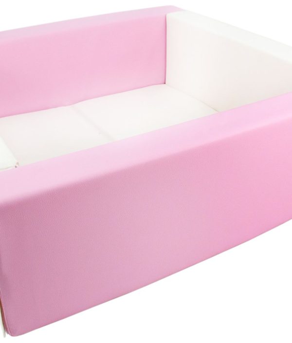 Rektangulært rosa/hvit ballbad 80x80x30 cm (valgfri ballfarge)