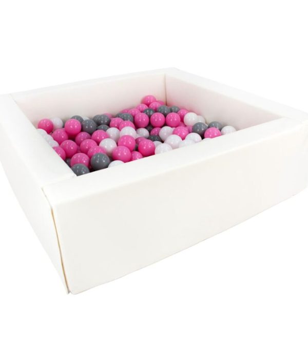 Rektangulært hvitt ballhav 80x80x30 cm (valgfri ballfarge)
