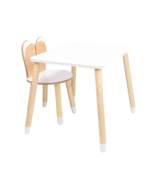 Møbelsett kaninstol med bord, hvit