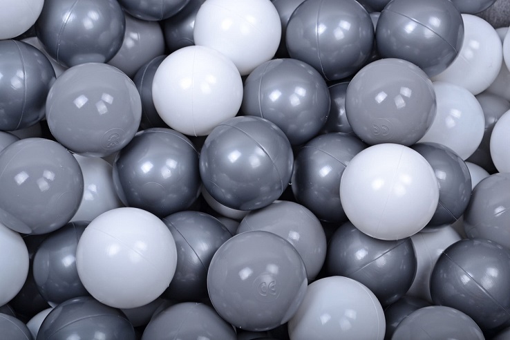 Meow, lysegrå ballbasseng 90x40 med 300 baller (white, silver, grey) - Bilde 2