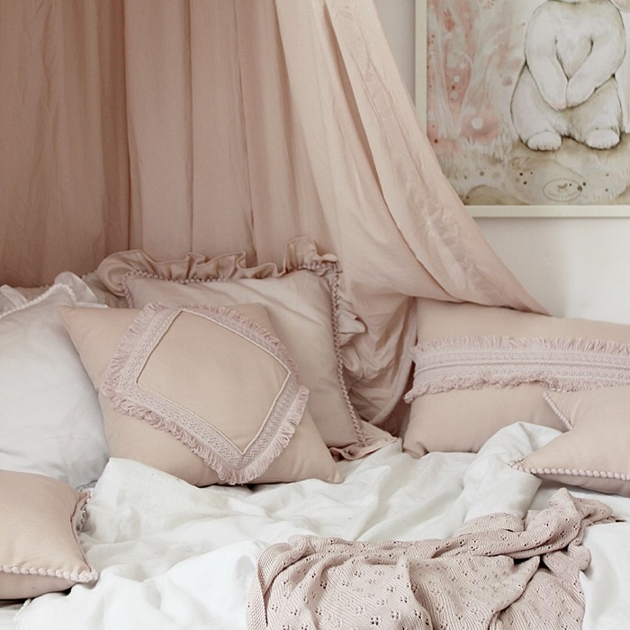 Boho rosa sengehimmel i bomull til barnerommet, Cotton & Sweets - Bilde 3