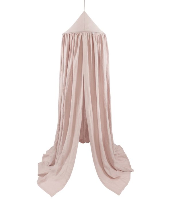 Puderrosa sengehimmel av lin til barnerommet med lysslynge, Cotton & Sweets