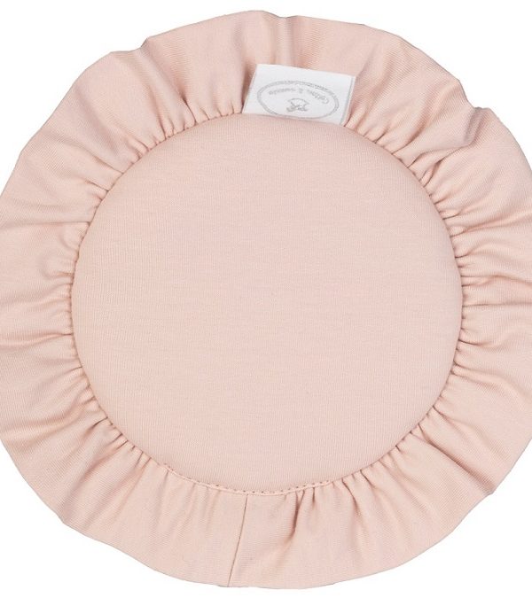 Rosa rund matte med volang til dukkehuset, Cotton&Sweets