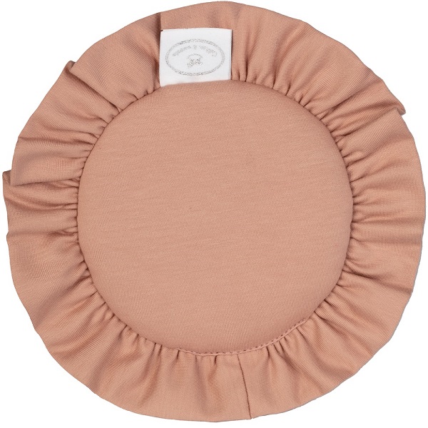 Peach rund matte med volang til dukkehuset, Cotton&Sweets