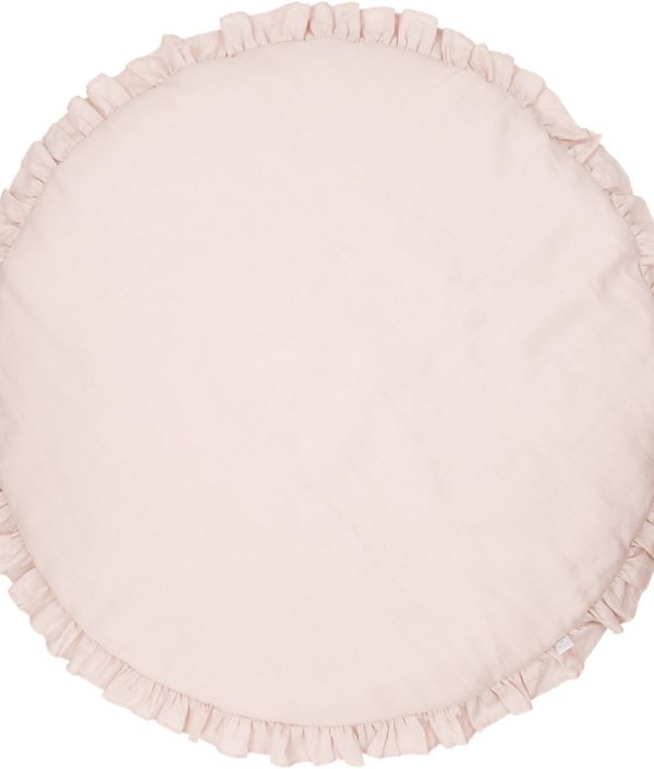 Pudderrosa lekematte DeLuxe av lin med volang, Cotton & Sweets