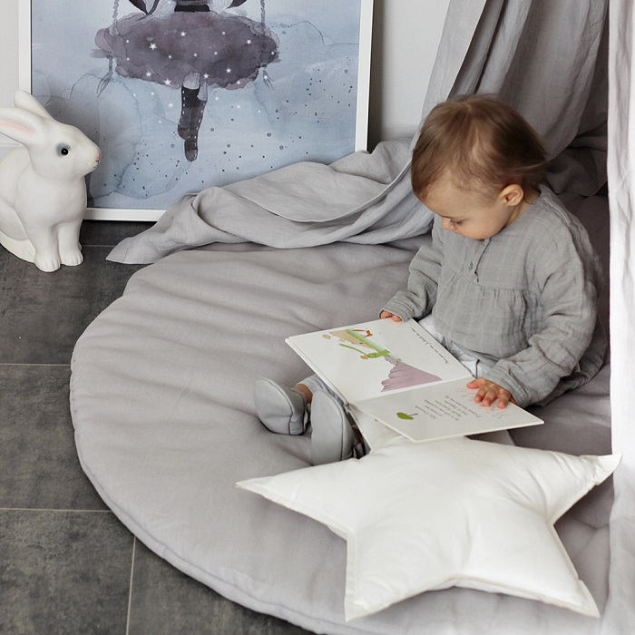 Lysegrå eksklusiv lekematte av lin, Pure Nature, Cotton&Sweets - Bilde 5