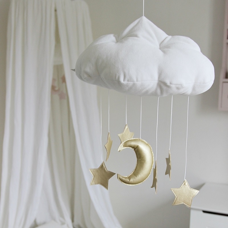 Sengemobil hvit sky med gull stjerner, Cotton&Sweets - Bilde 2
