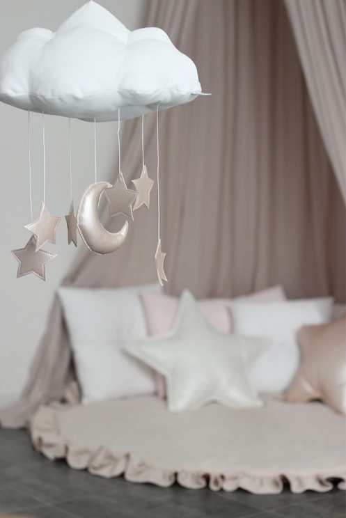 Sengemobil hvit sky med gull stjerner, Cotton&Sweets - Bilde 4