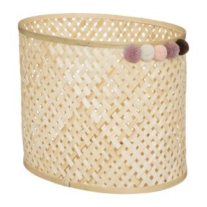 Oppbevaringskurv med pompom bambus, 3-pack