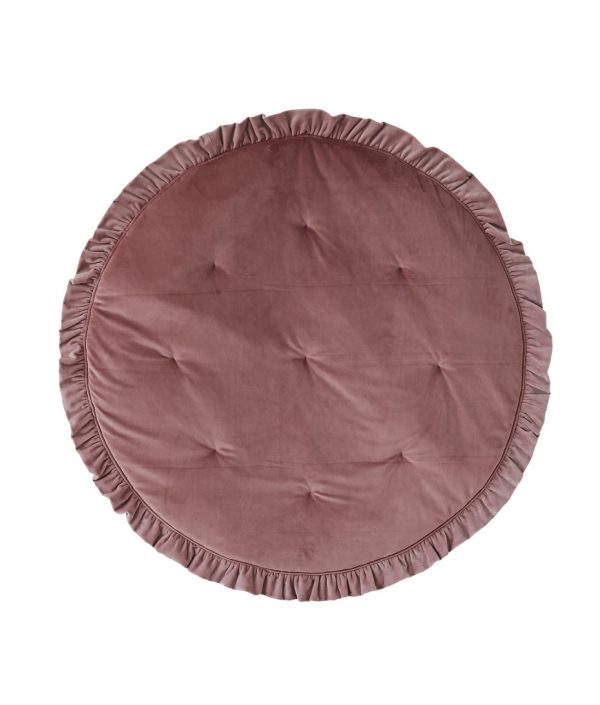 Moi Mili, rund lekematte med volanger i fløyel, dirty pink