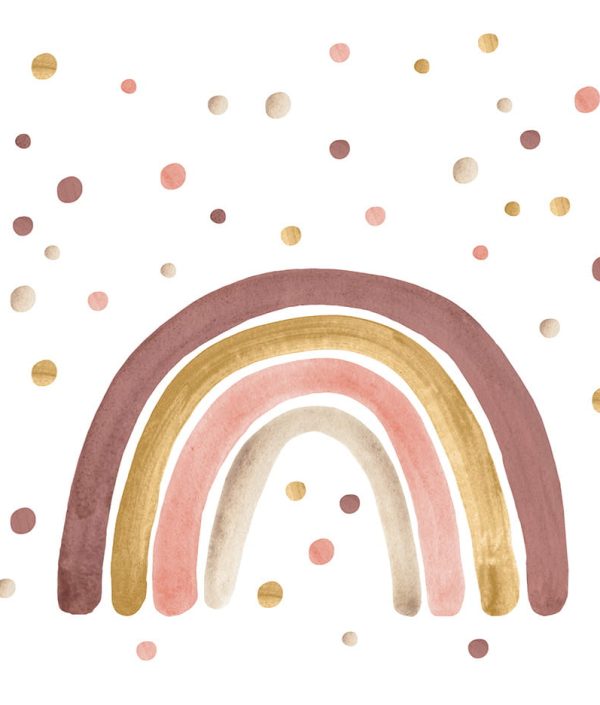 Babylove, veggklistremerke regnbue med prikker, dusty pink