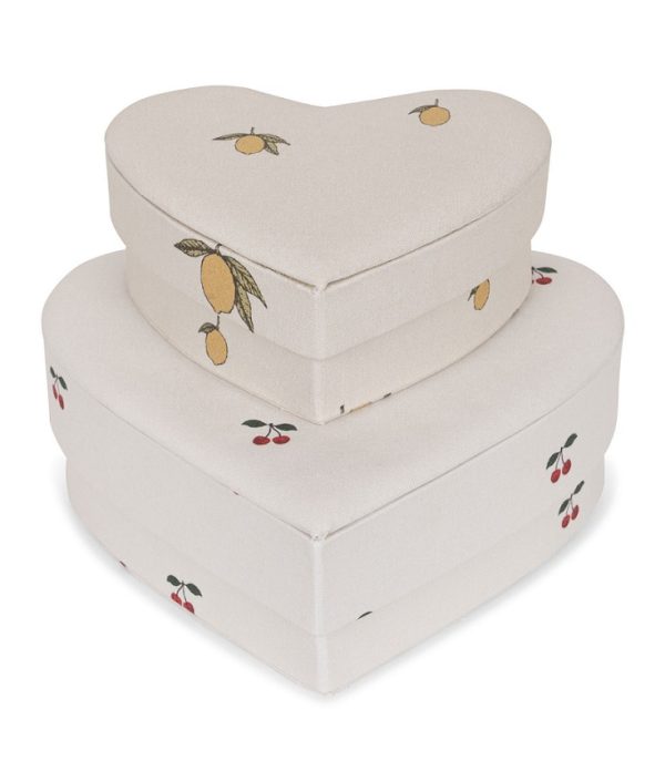 Konges Sløjd, oppbevaringsbokser heart box, Cherry/Lemon