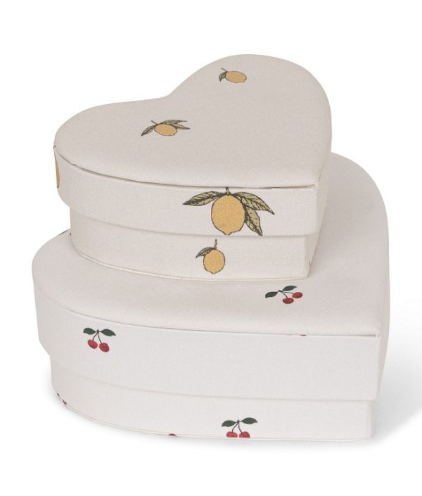 Konges Sløjd, oppbevaringsbokser heart box, Cherry/Lemon