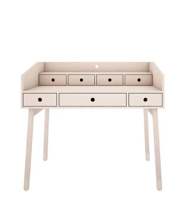 Woodluck, sand beige skrivebord med skuffer, River