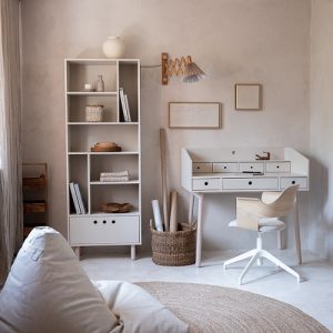 Woodluck, sand beige skrivebord med skuffer, River