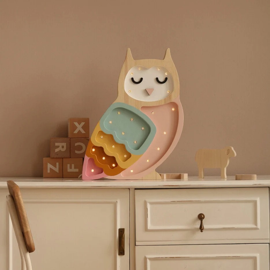 Little Lights, Nattlampe til barnerommet, Ugle Retro rainbow - Bilde 2