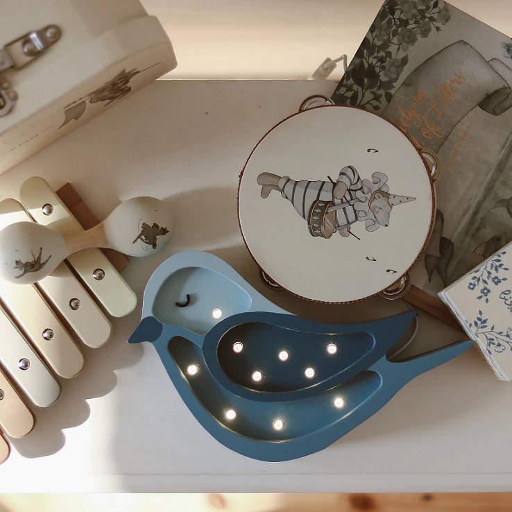 Little Lights, Nattlampe til barnerommet, Liten fugl Denim - Bilde 3
