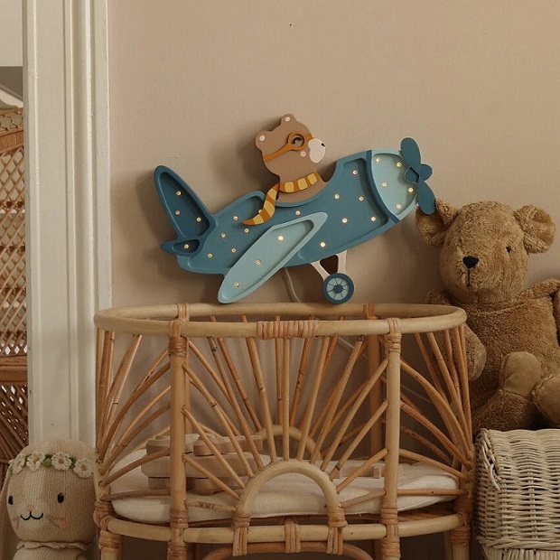 Little Lights, Nattlampe til barnerommet, Vintage fly blå - Bilde 5
