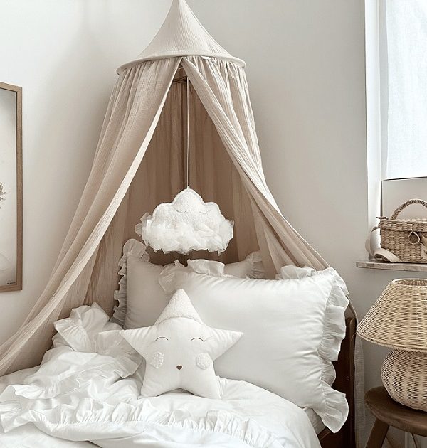 Stor maxi beige sengehimmel i muslinbomull, Cotton & Sweets