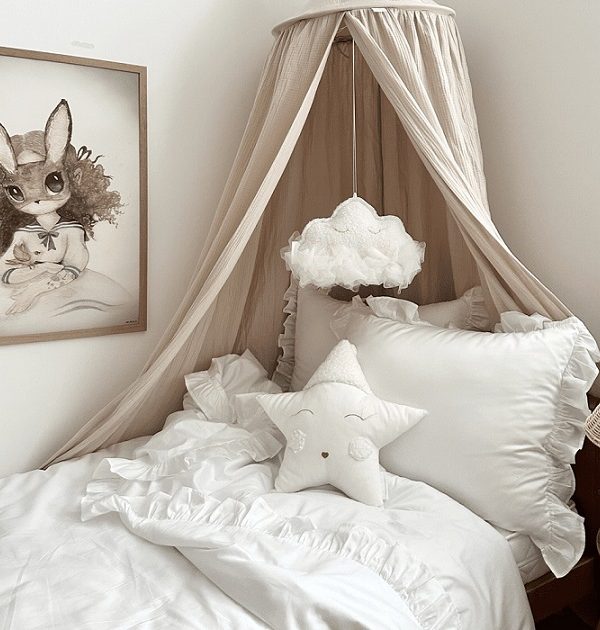 Stor maxi beige sengehimmel i muslinbomull, Cotton & Sweets