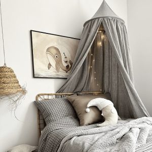 Stor maxi grå sengehimmel i muslinbomull, Cotton & Sweets