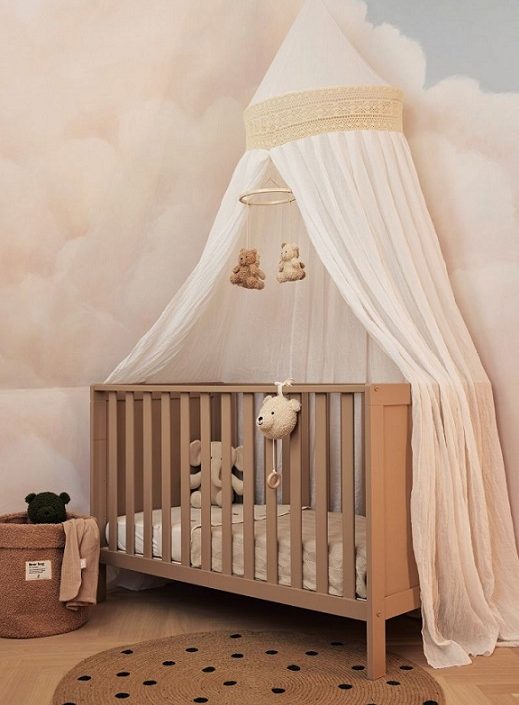 Jollein, boho sengehimmel med blonder, vintage ivory