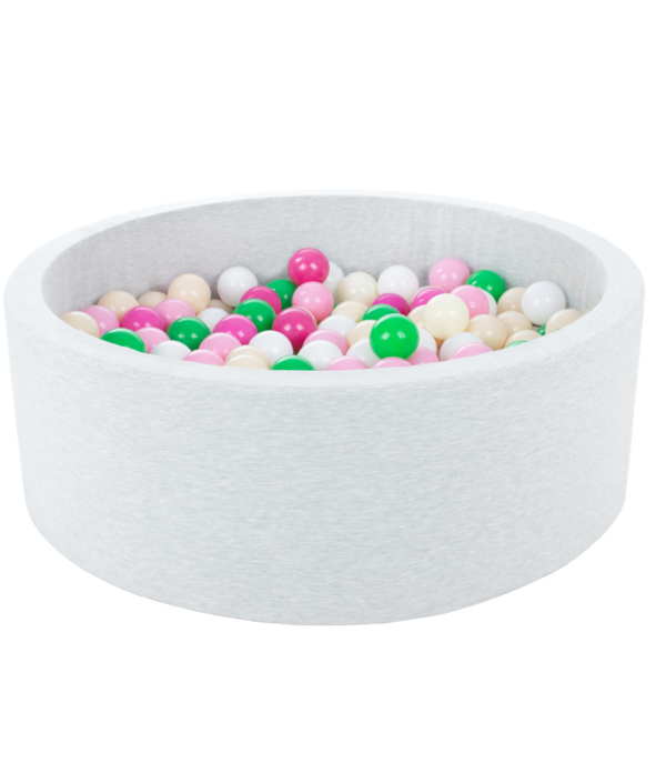 Lysegrå ballbasseng BASIC, 90x30 med baller (hvit, grønn, light pink, rosa, beige)
