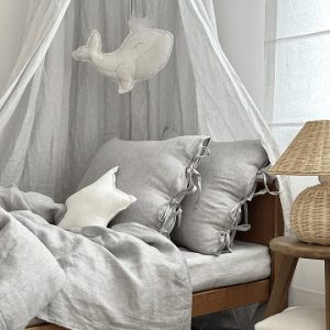 Grey stripes premium sengehimmel i lin, Cotton&Sweets