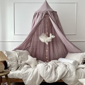 Stor maxi mauve sengehimmel i lin, Cotton & Sweets