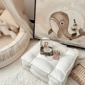 Cotton&Sweets, sittepouf boho, hvit