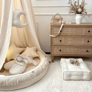 Cotton&Sweets, sittepouf boho, hvit