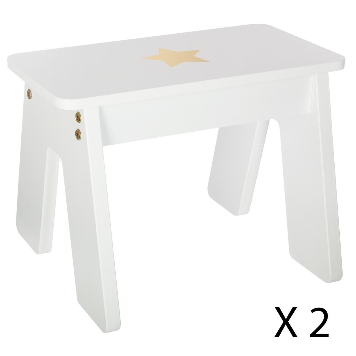 Møbelsett bord med to krakker, hvit/gull - Bilde 5