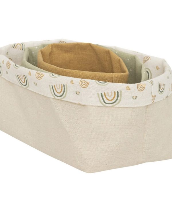 Oppbevaringskurv i stoff Rainbow, 3-pack