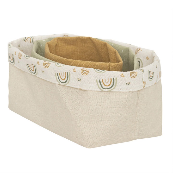 Oppbevaringskurv i stoff Rainbow, 3-pack