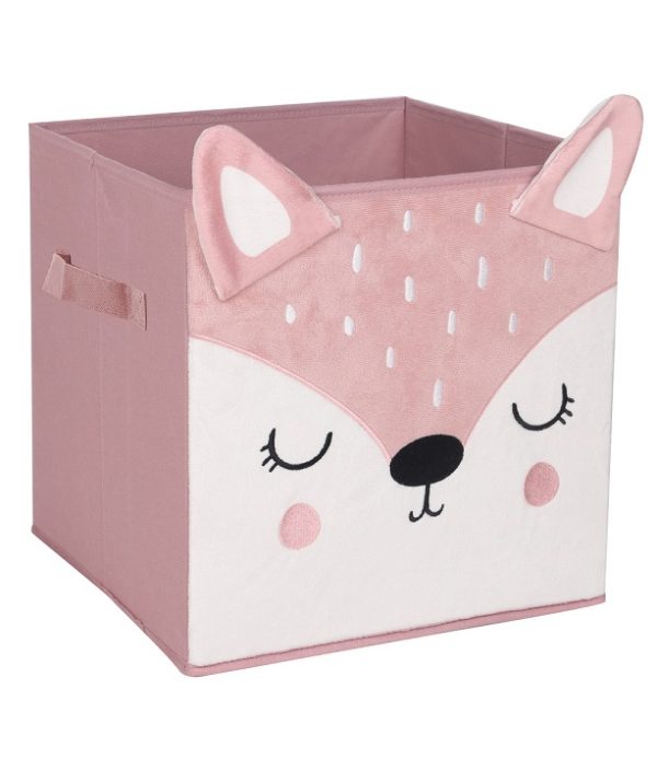 Oppbevaringskurv fløyel rosa teddy