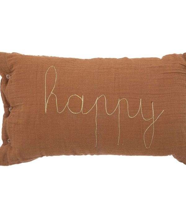 Brun rektangulær pute, Happy