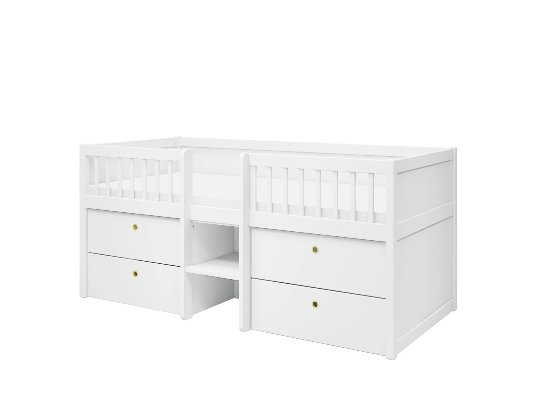 Flexa, høy barneseng med oppbevaring 90x200 cm Freja, hvit