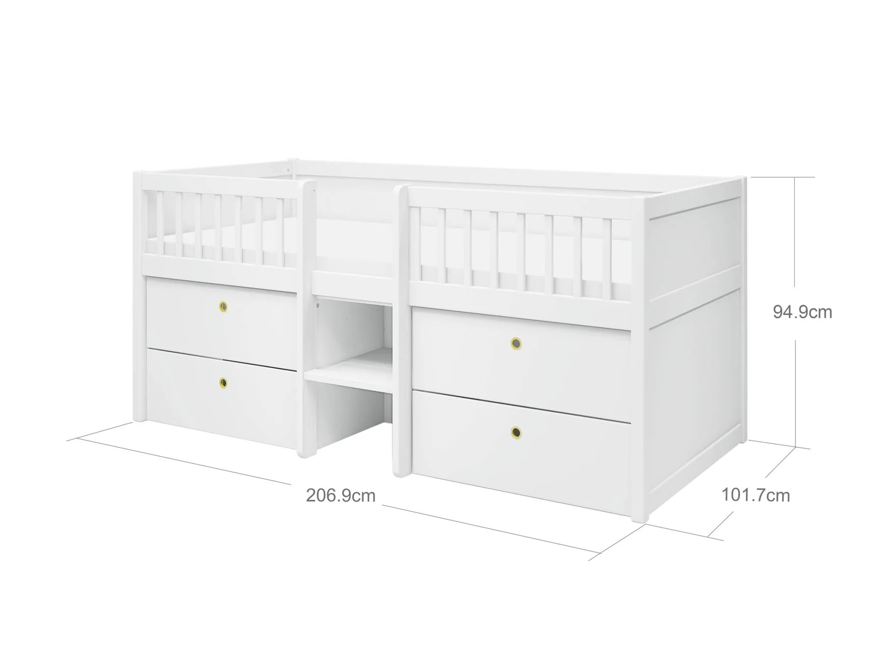 Flexa, høy barneseng med oppbevaring 90x200 cm Freja, hvit - Bilde 10
