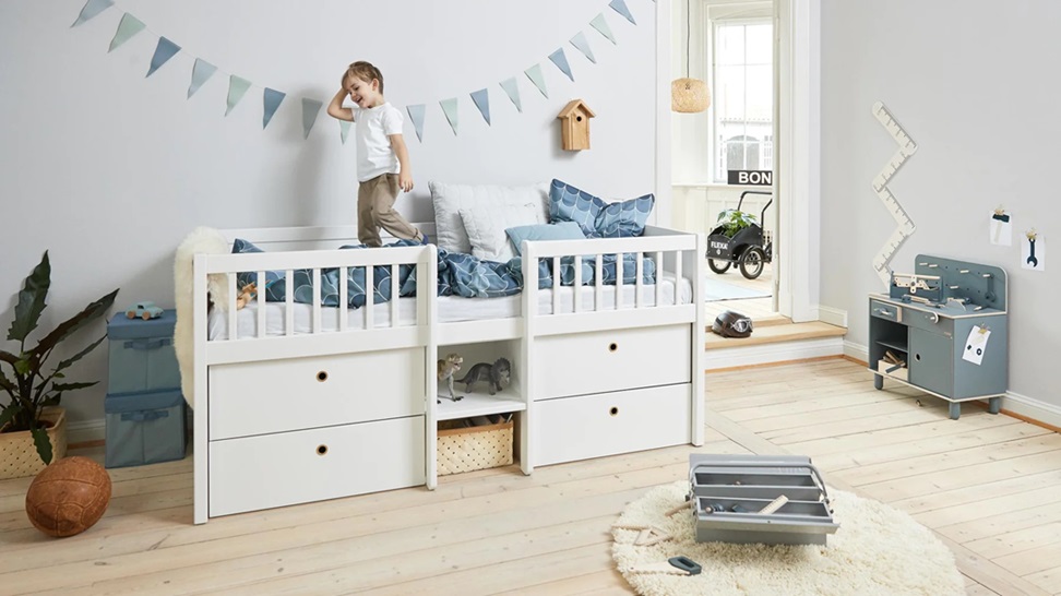 Flexa, høy barneseng med oppbevaring 90x200 cm Freja, hvit - Bilde 2