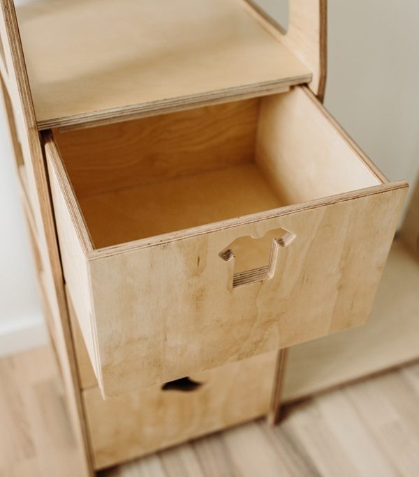Duck Woodworks, garderobe klesdang med skuffer Clothes, natur