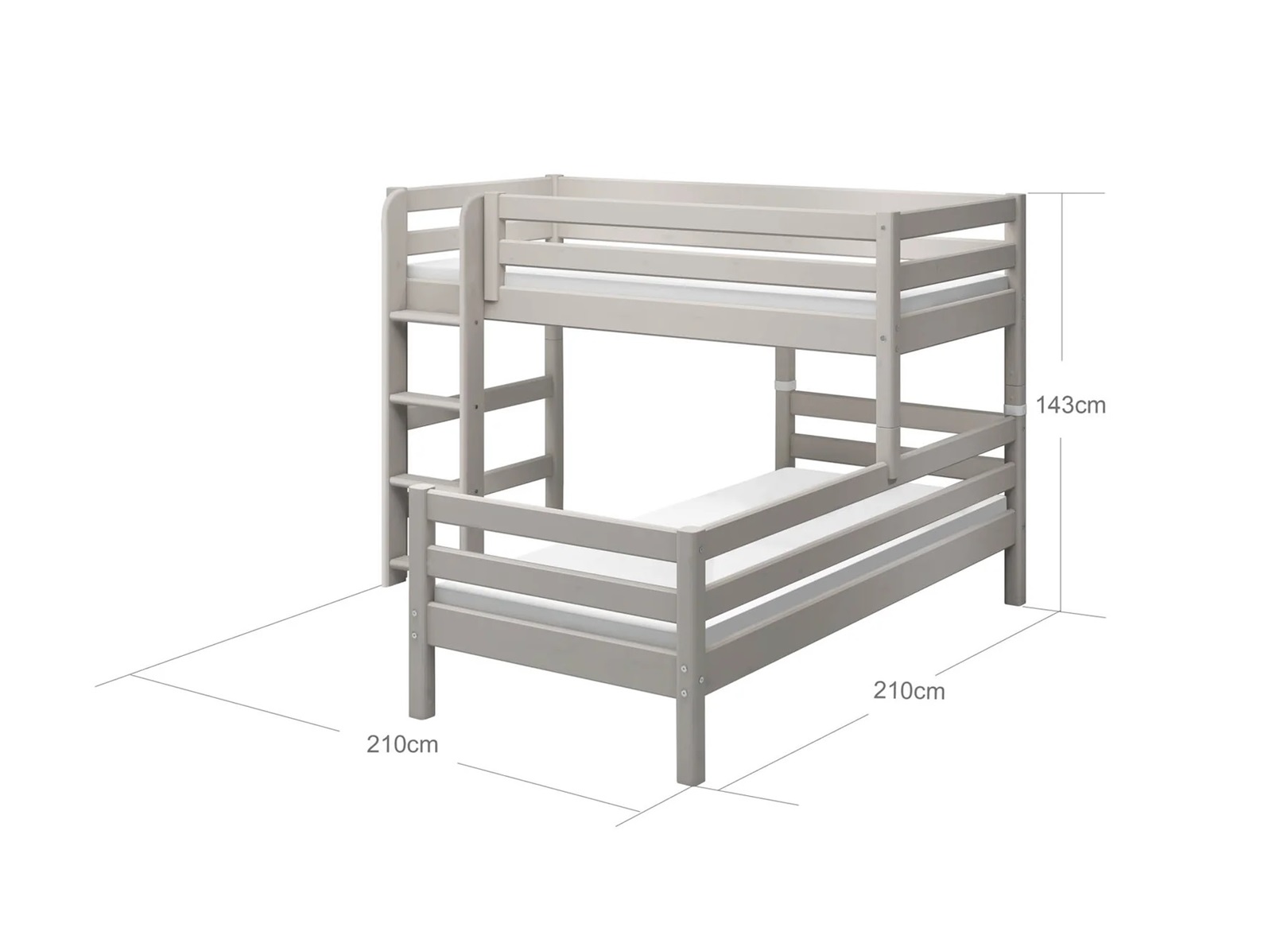 Flexa, køyeseng loftseng med ekstra seng Classic 90x200 cm, grå - Bilde 10