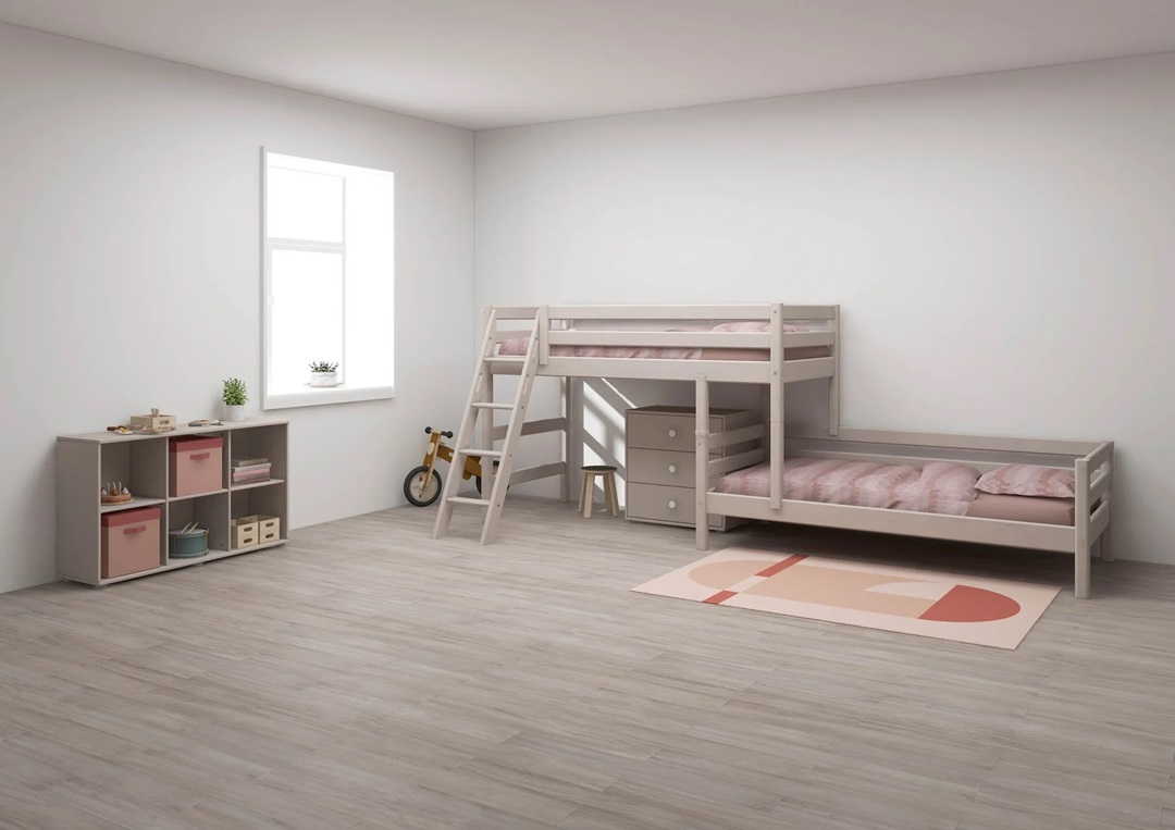 Flexa, køyeseng loftseng med ekstra seng Classic 90x200 cm, grå - Bilde 3