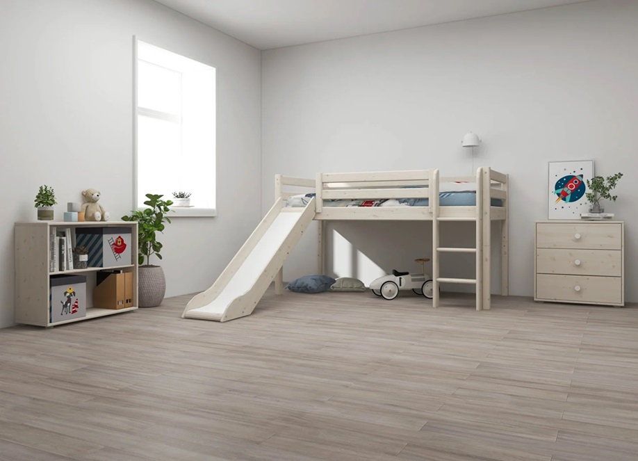 Flexa, lav loftsseng med sklie 90x200 cm Classic, hvit - Bilde 3